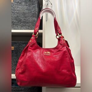 Coach Madison Maggie 14331 Shoulder Bag Patent Leather Enamel Pink/Magenta Gold